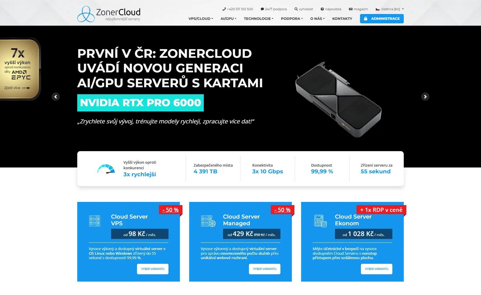 ZonerCloud.cz – náhled webu